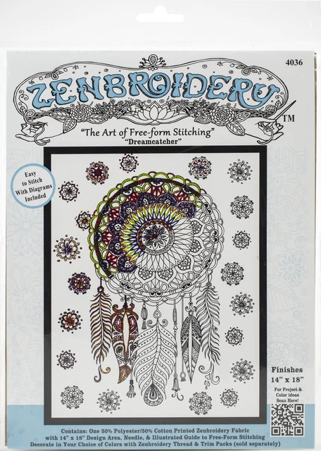 Kit de bordado estampado Design Works/Zenbroidery 14""X18""-Atrapasueños de moda -DW