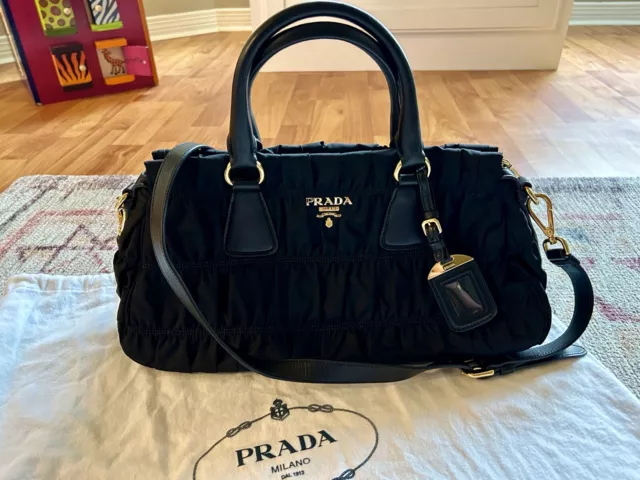 Prada Tessuto Tote Shoulder Bag Black