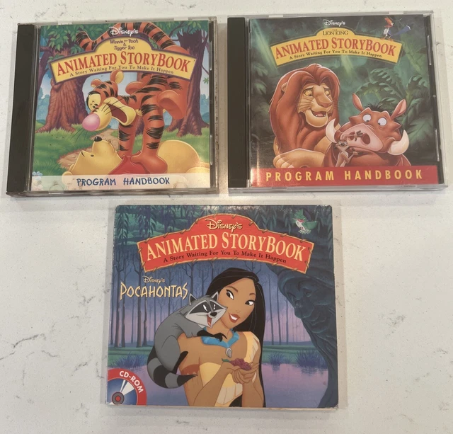 3 DISNEY CD-ROM Animated Storybooks Lion King Winnie Pooh & Pocahontas ...