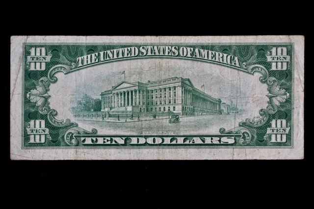 KEY $10 1934B blue seal Silver Certificate B15886586A series B, ten dollar fp211 3