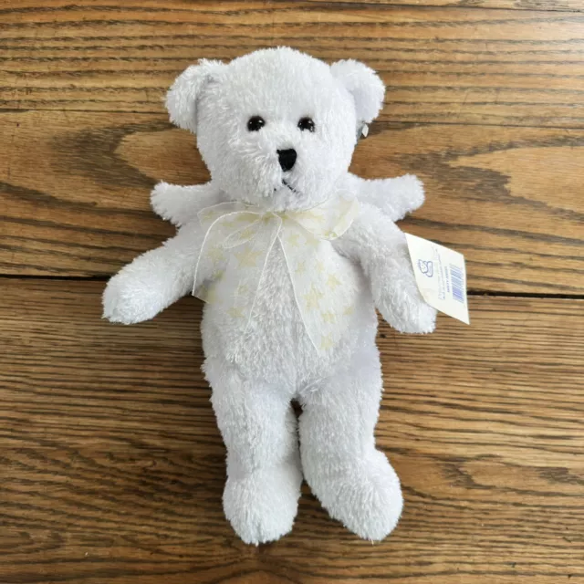 Princess Soft Toys White Angel Teddy Bear Plush with Bow Vtg 2000