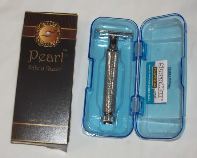 ¡NUEVO SIN USAR! AFEITADO DE PERLAS peine cerrado doble filo navaja de afeitar de seguridad ׂTwister T-127 CAJA
