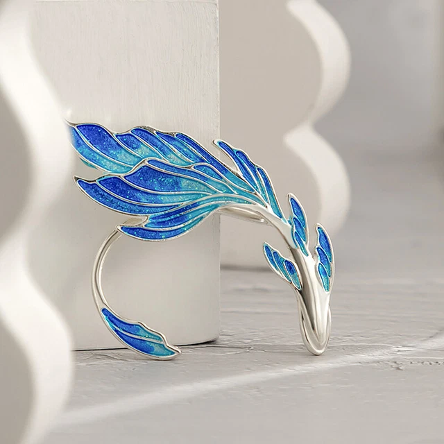 Punk Creative Gradient Blue Fish Ear Cuff Clip Earrings for Women Fash-f;