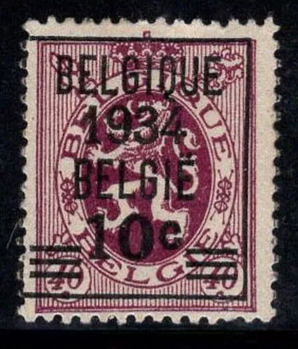 Belgique 1934 Mi. 374 Neuf * MH 80% surimprimé 10 c