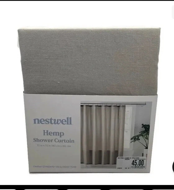 Nestwell Hemp Shower Curtain 72 In X 72 In Dove BEAUTIFUL! FAST shipping!