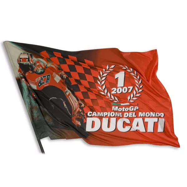 DUCATI Corse Fahne Flagge Flag CASEY STONER Moto GP World Champion 2007 NEU !!!
