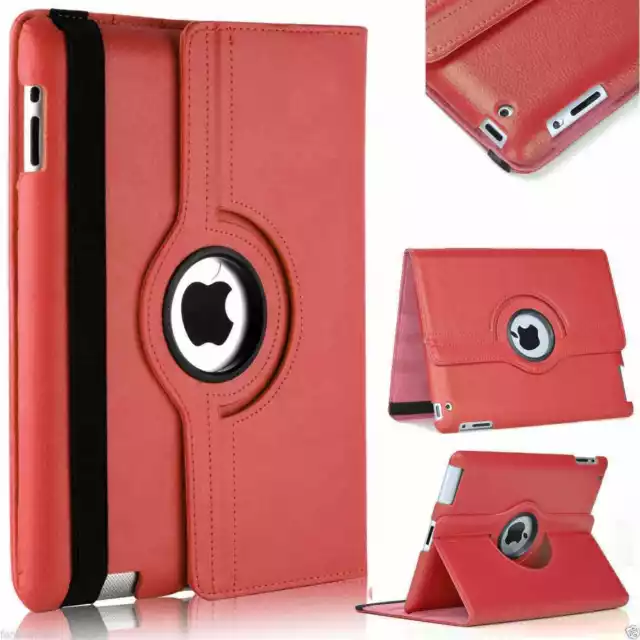 Leather 360 Degree Rotating Smart Stand Case Cover for All iPad Models 3