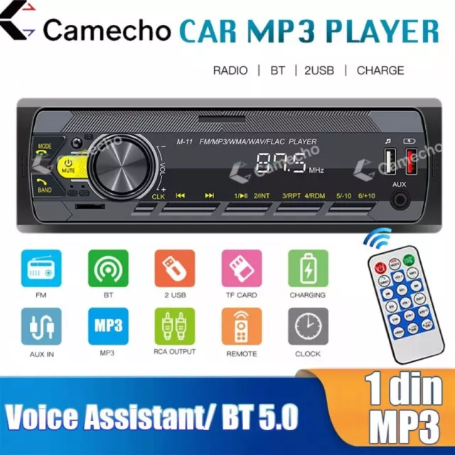 1DIN In-Dash Bluetooth Autoradio Audio Musik Stereo MP3 Player USB/SD/AUX-IN 12V