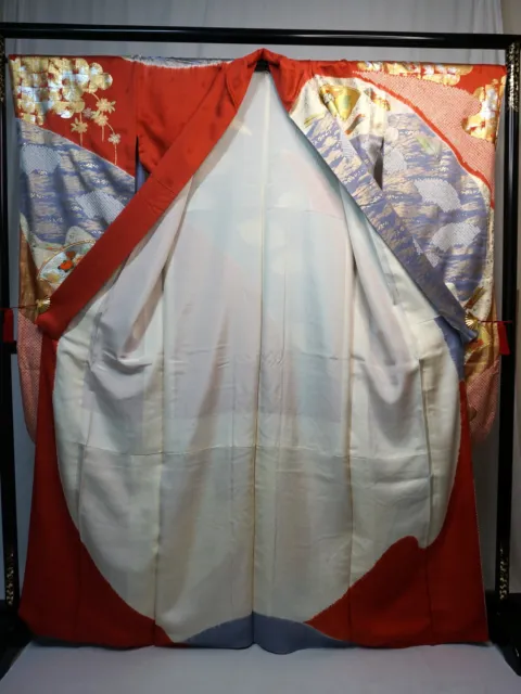 Japanese kimono SILK"FURISODE" long sleeves, Embroidery, Shibori, L64"..2726 10