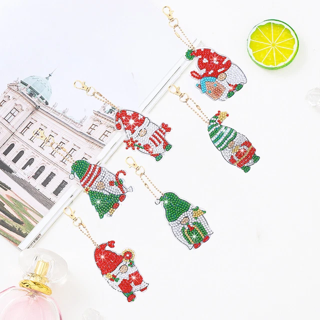 Weihnachts Diamond Painting Schl?selanh?ger, DIY Weihnachtsdeko Kobold Anh?ger,