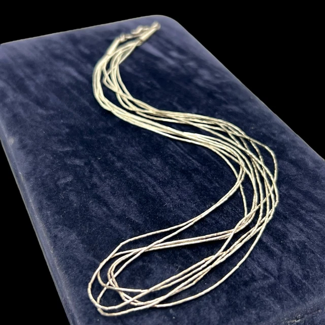 Antico Vintage Argento Sterling Nativi 5 Filo Liquido Cascata Collana 5g