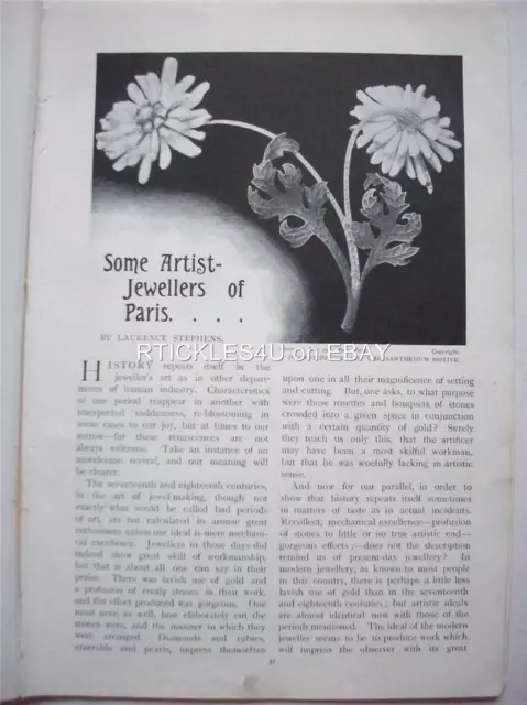 1901 Jewelry LALIQUE Vever Art Nouveau Paris - magazine article ms