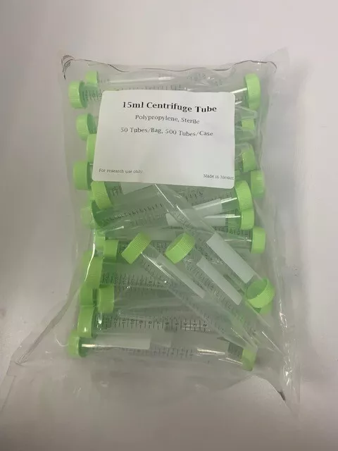 Polypropylene Sterile 15ml Centrifuge tubes ( 50 Count )