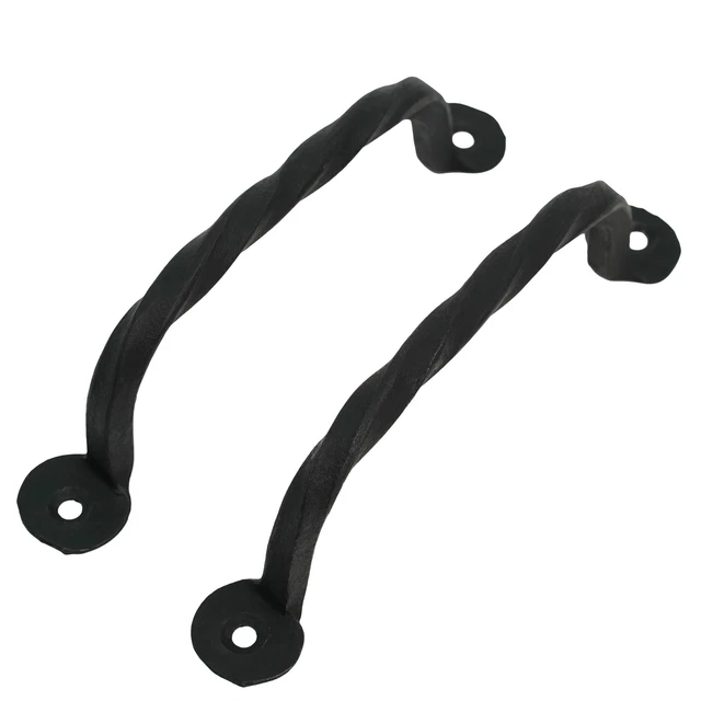 Cast Iron Door Barn Handle Gate Antique Pull Handles Twisted Black Rustic Finish 2