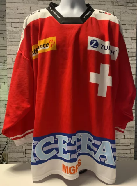 Switzerland National Team Ice Hockey Shirt Jersey Ochsner Size Xl Adult