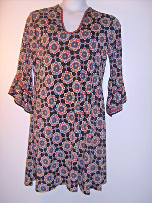 Max Studio Size XL Black Multicolor Boho Bell Sleeve Dress
