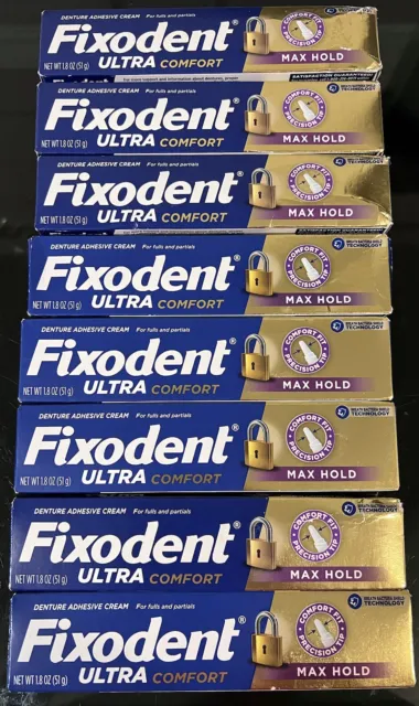 Adhesivo dental Fixodent Ultra Comfort Max Hold paquete de 8 1,8 oz