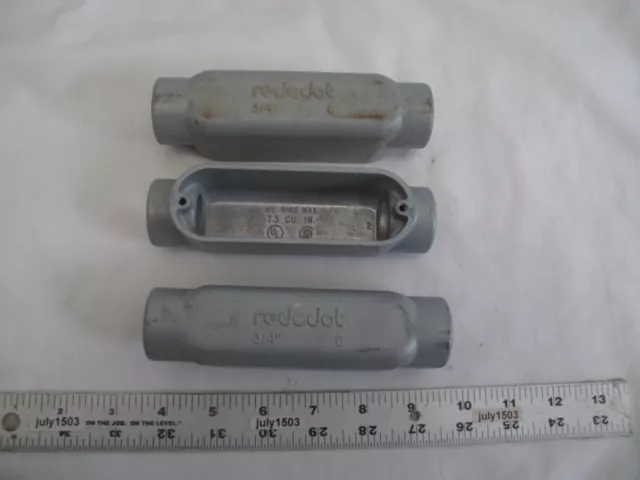 (3) Red Dot 3/4" C Style Aluminum Conduit Body