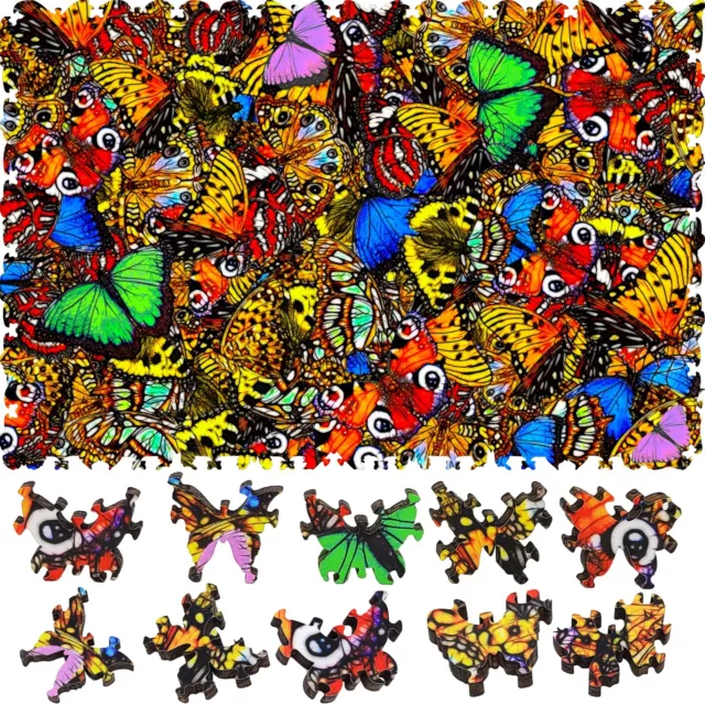 Wooden Jigsaw Puzzle for Adults by FoxSmartBox -216 Pieces-Challenge Butterflies