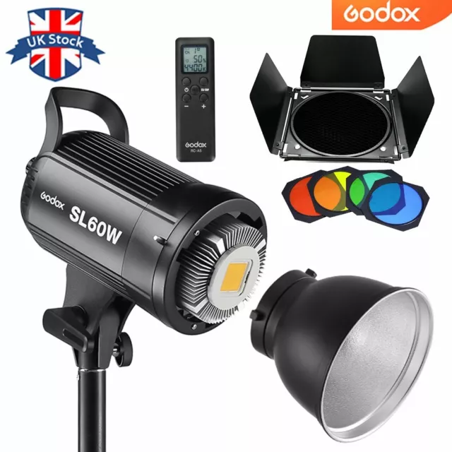 Godox LED Video Light SL-60W 5600K White Version Continuous Light+Barn Door Kit