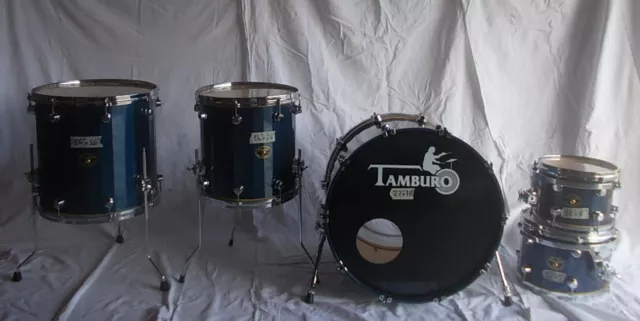 TAMBURO Opera Custom Sparkle Blue batteria grancassa + 2 tom + 2 timpani NUOVA