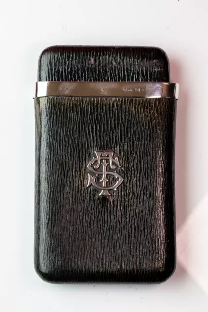 Historisches Zigarrenetui aus Leder & 925er Silber, gepflegt, antik, vintage