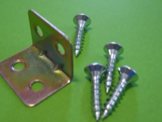 Metal Bracket Corner L-Shape for Wood Furniture-Cabinet-Shelf with screws