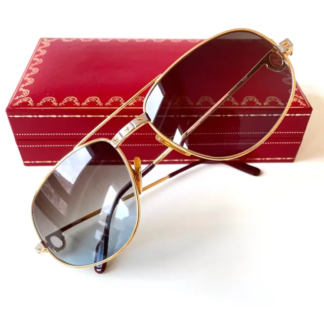 vintage CARTIER ROMANCE SANTOS sunglasses 22K gold plated MEDIUM 58/18 Vendome