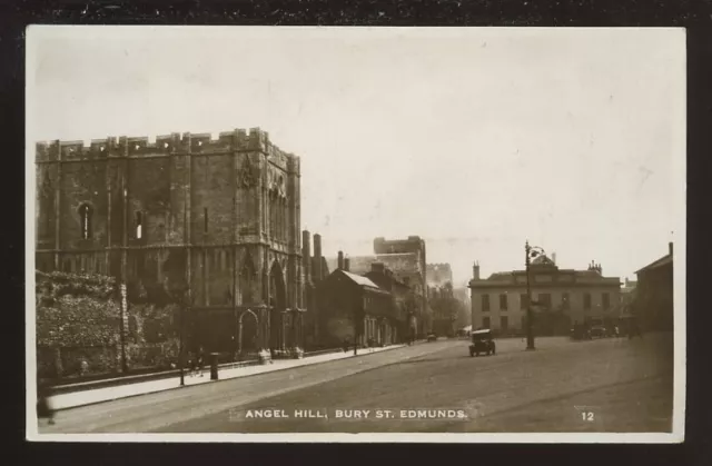 Suffolk BURY ST EDMUNDS Angel Hill RP PPC used 1935