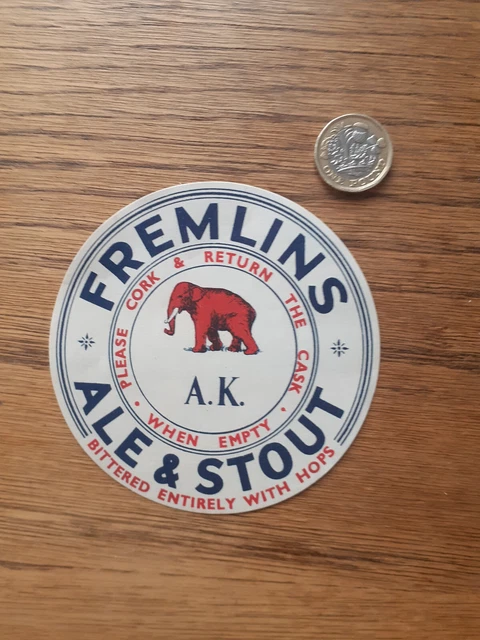 Altes UK Bier-/Getränkeetikett: Fremlins AK Fassetikett