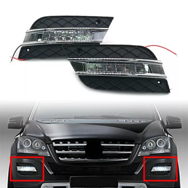 2Pcs LED Daytime Running Light DRL Lamp For Mercedes W164 ML-Class 2009-2011 10