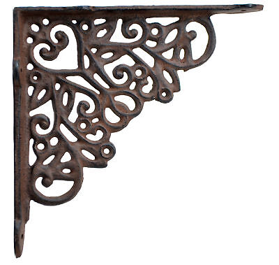 Ornate Heart Shelf Bracket Decorative Rust Brown Cast Iron Brace 8.25" Crafting