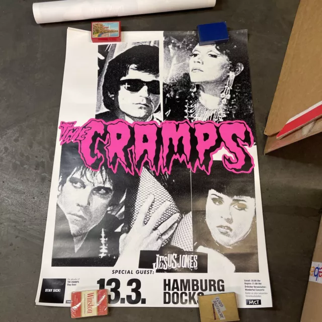 The Cramps 1990 w/ Jesus Jones Concert Poster ORIGINAL Germany Hamburg Docks The Cramps 1990 w/ Jesus Jones Concert Poster ORIGINAL Germany Hamburg Docks