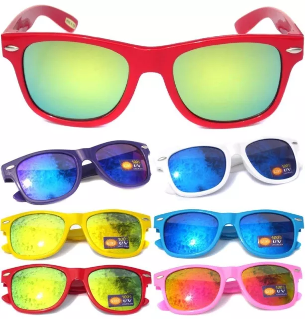 SMALL KID CHILD SIZE MIRROR LENS SUNGLASSES Nerd Hipster Boys Girls Color Frame