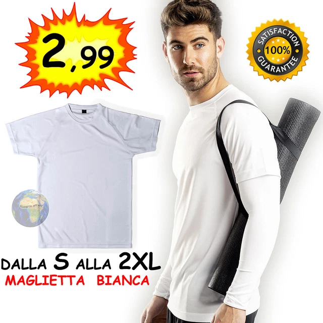T-SHIRT da UOMO Bianca A MANICA CORTA Maglietta BASICA Leggera MAGLIA per LAVORO