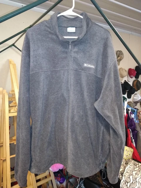 Men's Columbia Fleece Jacket Size 2XL Gray Full Zip, warm Soft and Comfortable