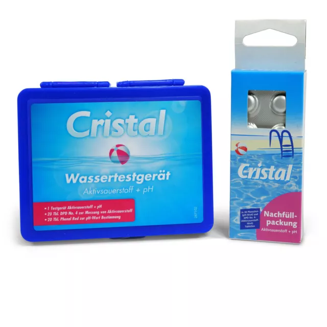 Cristal SPAR-SET Wassertestgerät Sauerstoff pH + Nachfüllpackung Pooltest Tester