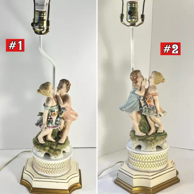 Andrea by Sadek Lamp & Nightlight Pair 1940s Midcentury Victorian Style Decor