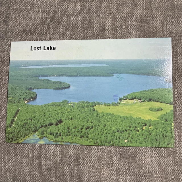 Sayner St Germain WI Lost Lake Aerial View Chrome Postcard Wisconsin