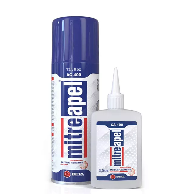 MITREAPEL Super CA Glue (3.5 oz.) with Spray Adhesive Activator (13.5 fl. oz)