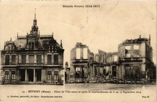 CPA MILITAIRE Revigny-Hotel de Ville avant et aprés le bombardement (317285)