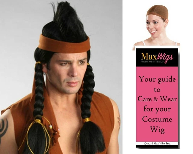Mohawk Indian color BLACK - Enigma Wigs Bundle w/Cap, MaxWigs Costume Care Guide
