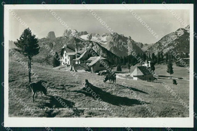 Bolzano Braies Albergo Prato Piazza Gruppo Cristallo Foto cartolina RT0299