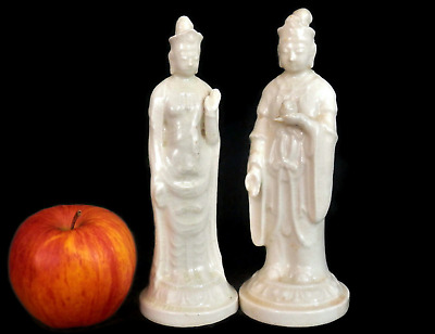 Pair Buddhist Goddess Statues  Deity Kisshoten & Quan Yi  Occupied Japan Vases