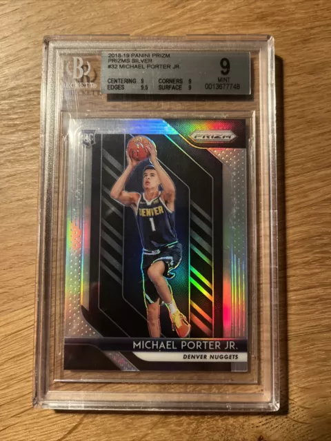 2018-19 Prizm Silver Prizms Michael Porter Jr. RC #32 BGS 9 (Case mit Kratzern)