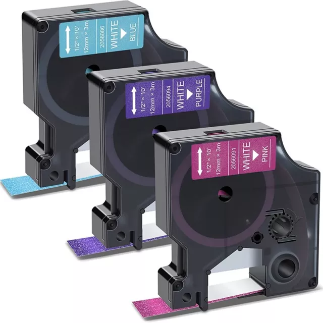 3-Pack for   Label Tape White Print on //Purple Glitter 12mm4288