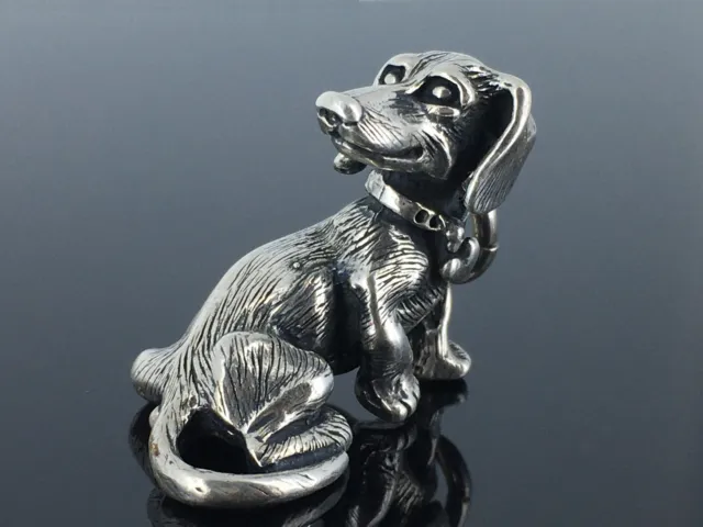 süßer vintage - Dackel Hund Anhänger - 800er Silber massiv - tolles großes Juwel