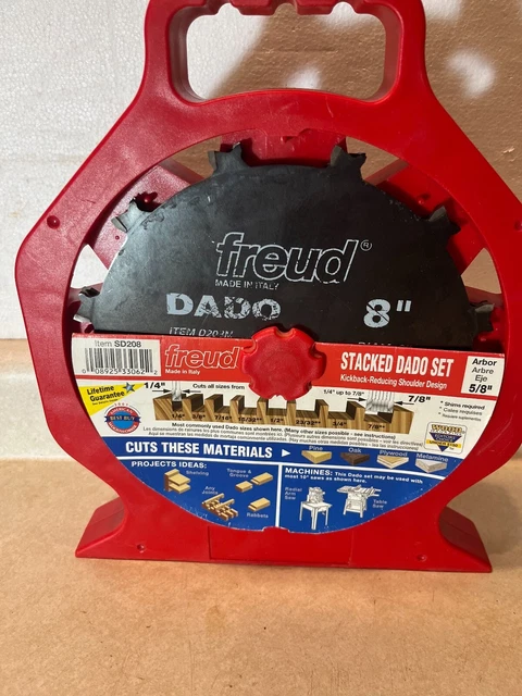 Freud SD208 8" Stacked Dado 7 Blade Set 1/4”-7/8” with 5/8" Arbor