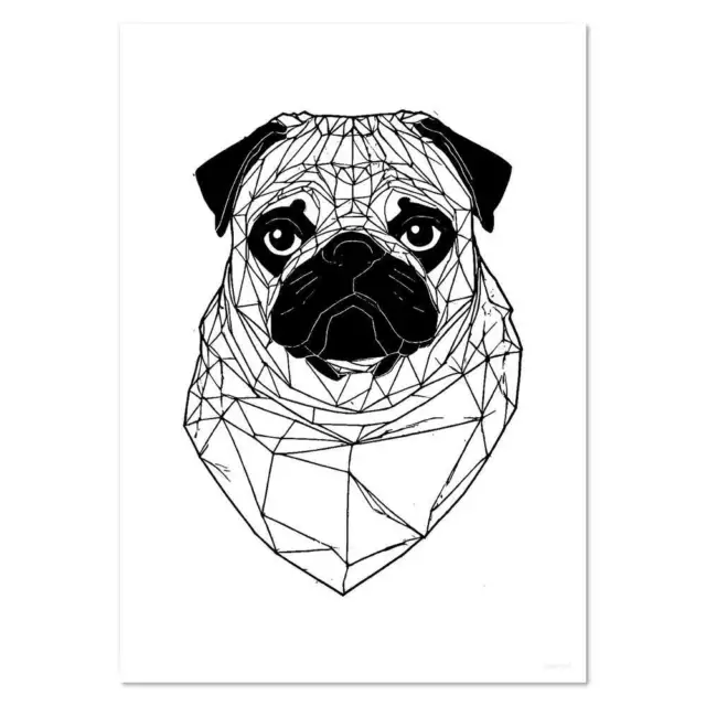 'Geometric Pug' Wall Posters / Prints (PP046365)