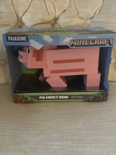 Minecraft Pig Ceramic Piggy Bank, 100% Ceramic, Pink, Mojang 